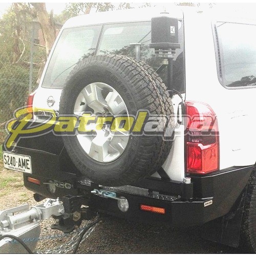 Nissan Patrol GU Y61 Raslarr Rear Bar with Dual Jerry Can Holder and Tyre Swing Away