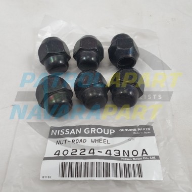 Genuine Nissan Patrol GQ GU Black Dome Wheel Nut Closed End Set 6