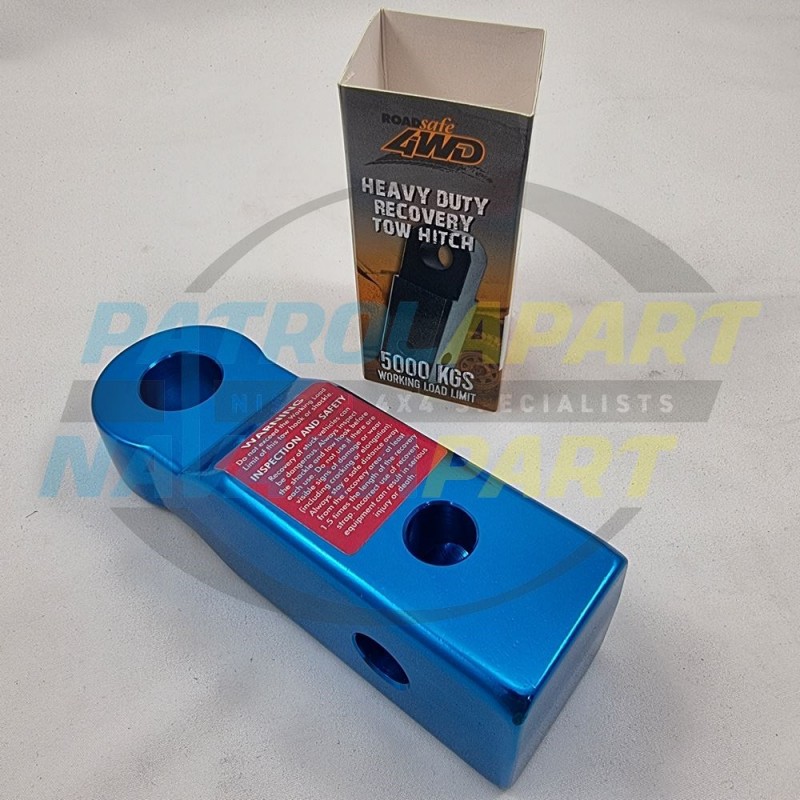 Alloy 5000kg Rated 50x50mm Receiver Blue Recovery Hitch by Roadsafe for 4wd 4X4