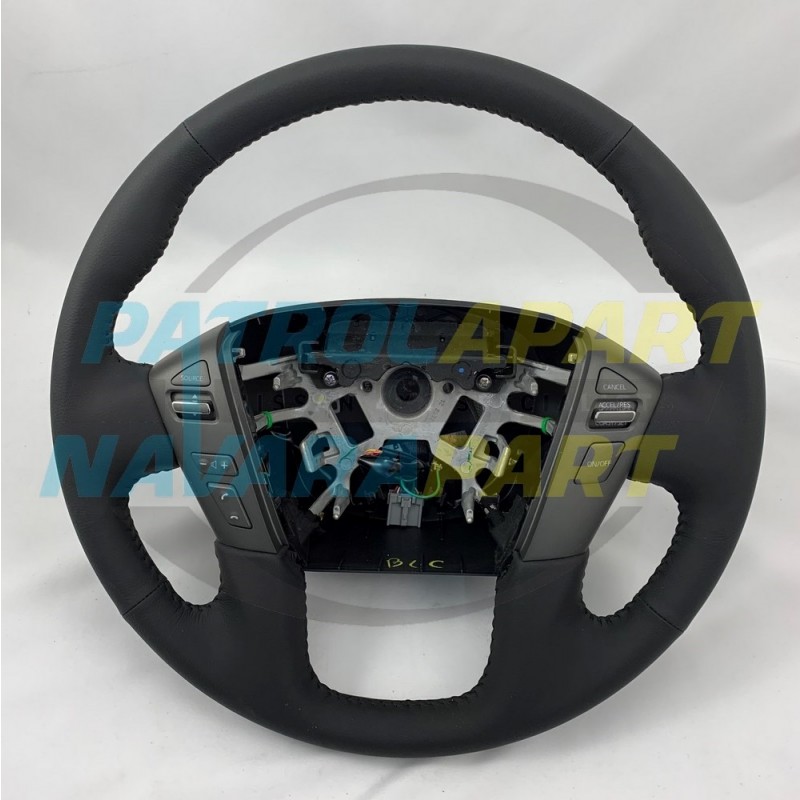 Genuine Nissan Patrol Y62 Black Leather Steering Wheel