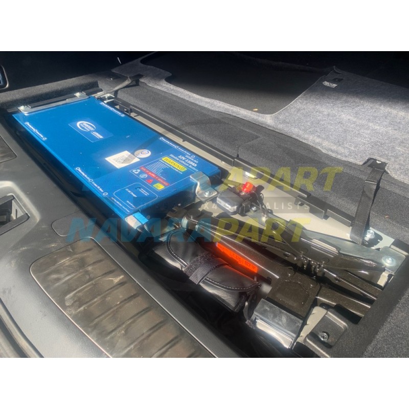 Slimline Lithium Underfloor Battery Tray for Nissan Patrol Y62 Cargo Area