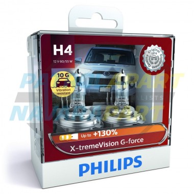 Philips X-tremeVision G Force 130% Headlight bulb Globe H4 60/55w 2 Pack