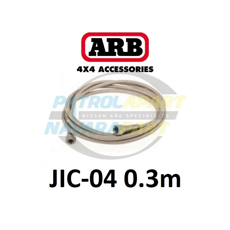 ARB Stainless Braided Air Hose 30cm 1/4 JIC-04 Fitting 37 Degree Flare