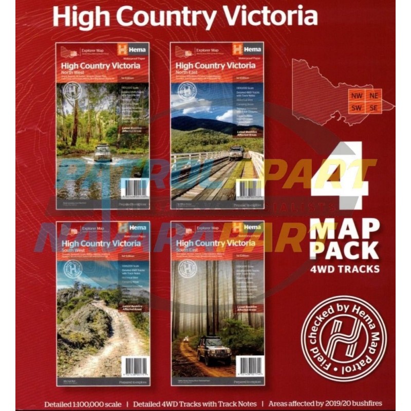 Hema High Country Victoria Map Pack 4 Maps NW NE SW SE & Wallet