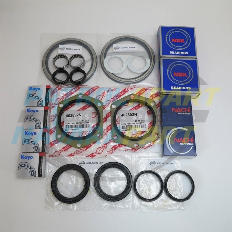 Swivel Hub Axle Rebuild Kit with Japanese Wheel Bearings and Seals For Nissan Patrol GQ