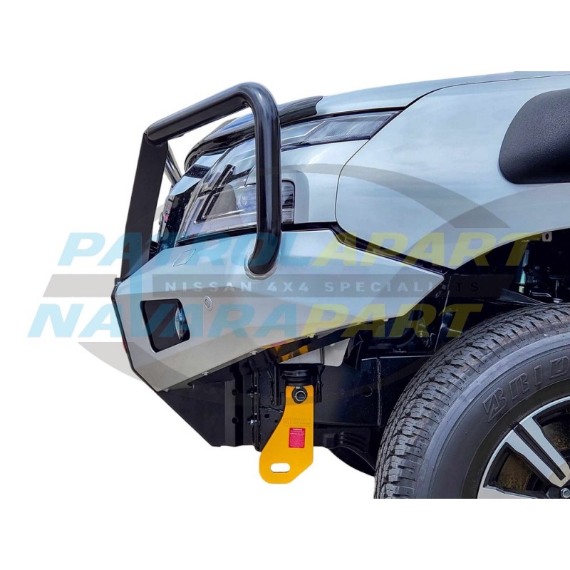 Raslarr Hooped Bullbar with Recovery Points for Nissan Patrol Y62 Series 5 Models - BLACK