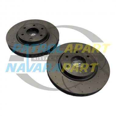 RDA Slotted and Dimpled Front Disc Brake Rotor PAIR For Nissan Patrol Y62