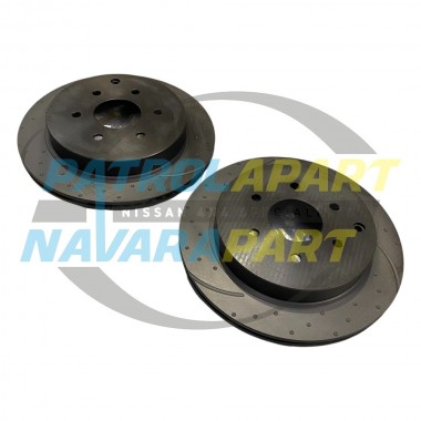 RDA Slotted and Dimpled Rear Disc Brake Rotor PAIR For Nissan Patrol Y62