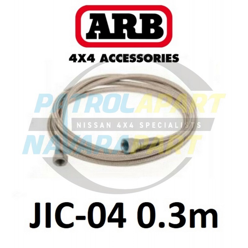 ARB Stainless Braided Air Hose 30cm 1/4 JIC-04 Fitting 37 Degree Flare