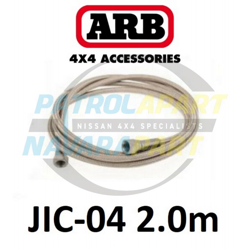 ARB Stainless Braided Air Hose 2.0m JIC-04 Fitting 37 Degree Flare