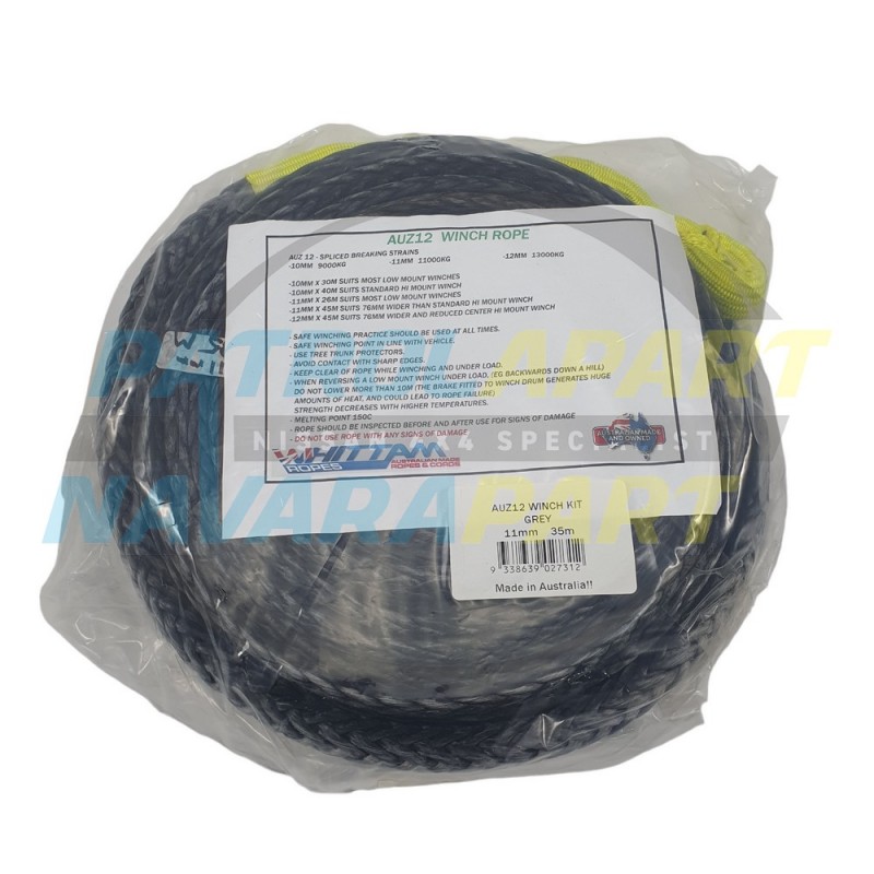 AUZ12 Winch Rope 11mmx35m suit Warn M8274 High Mount STD drum