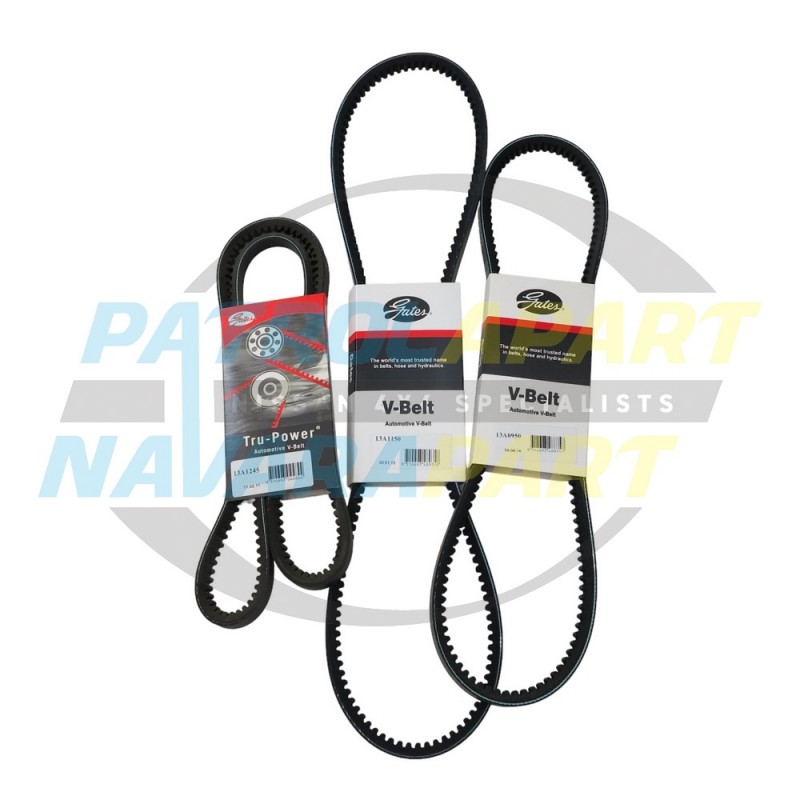 Gates Fan BELT KIT for Nissan Patrol GQ Y60 TD42 (Alt P/S A/C)