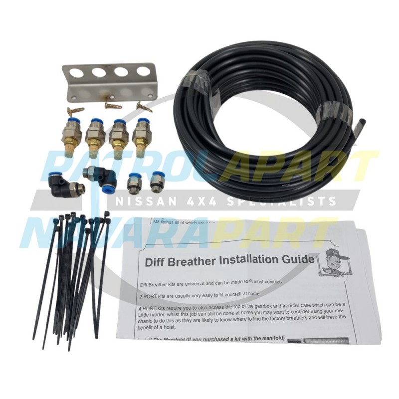 Diff Breathers Kit 4 Point Suit Nissan Patrol GQ GU, Toyota & 4x4 4WD