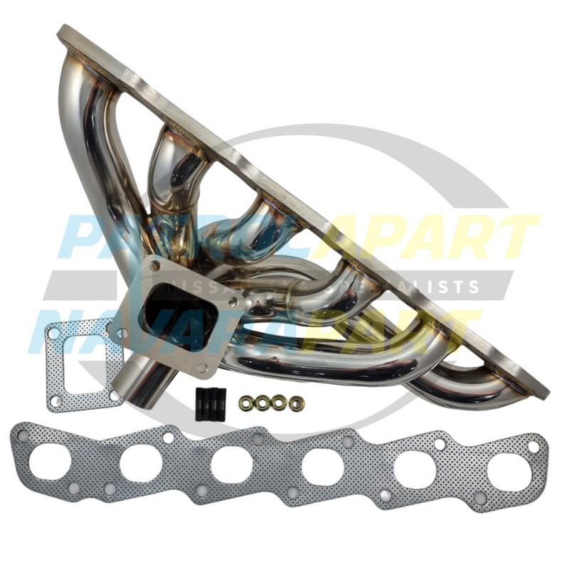 Polished Stainless Turbo Exhaust Manifold with T4 flange for Nissan Patrol TB48