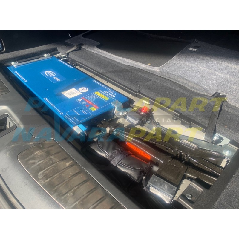 Slimline Lithium Underfloor Battery Tray for Nissan Patrol Y62 Cargo Area