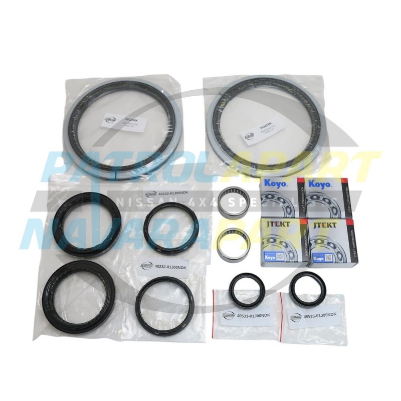 Front Axle Swivel Hub Rebuild Kit with Seals and Bearings for Nissan Patrol GU Y61