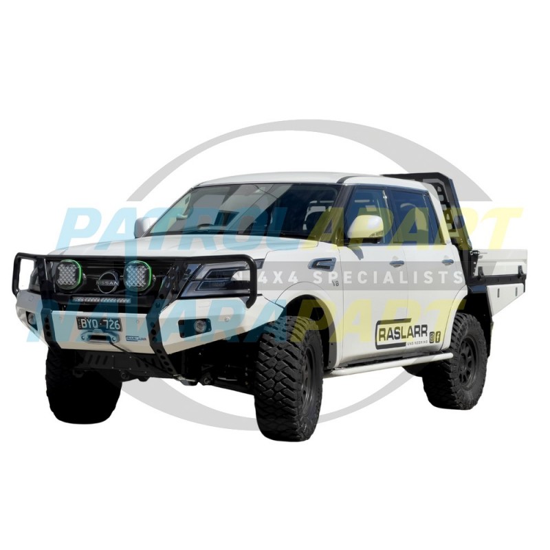 Raslarr Hooped Bullbar with Recovery Points for Nissan Patrol Y62 Series 5 Models - BLACK