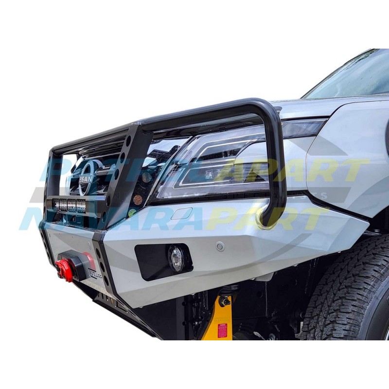 Raslarr Hooped Bullbar with Recovery Points for Nissan Patrol Y62 Series 5 Models - BLACK