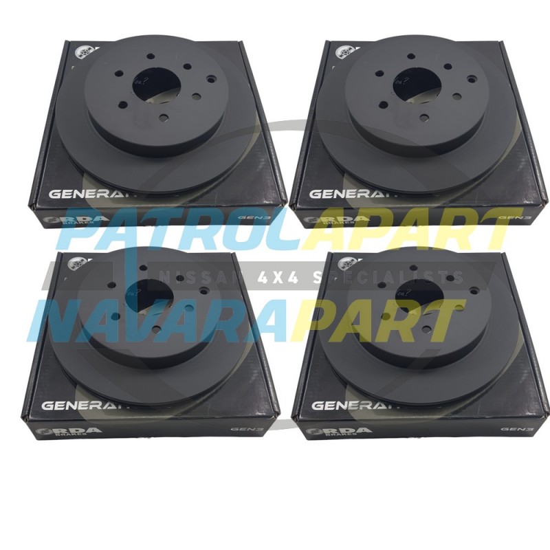 RDA Slotted and Dimpled Rear Disc Brake Rotor PAIR For Nissan Patrol Y62