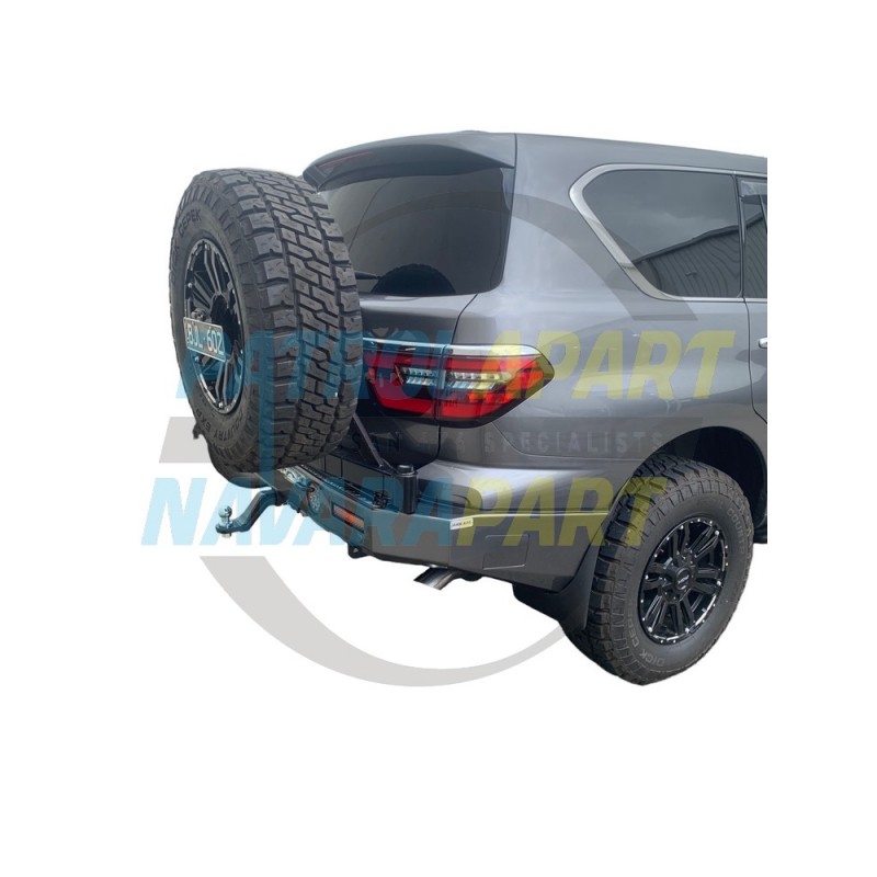 Raslarr Rear Bar for Nissan Patrol Y62 Series 5 with RH Tyre Carrier LH Dual Jerry