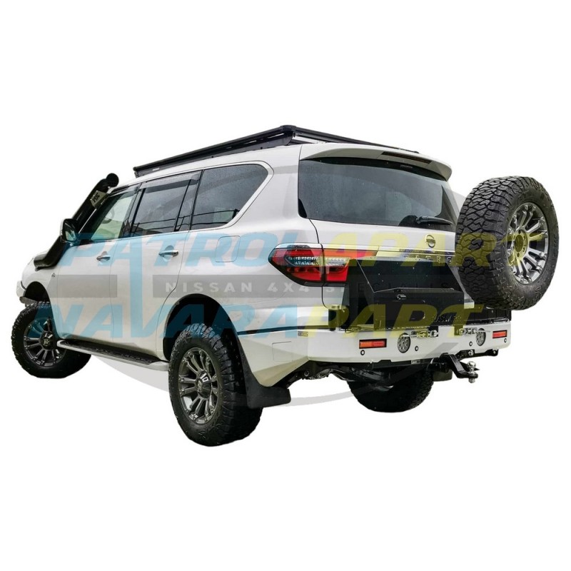 Raslarr Rear Bar for Nissan Patrol Y62 Series 5 with RH Tyre Carrier Colour QAC White