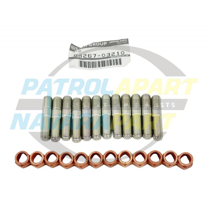 Genuine Nissan Patrol GQ GU TB42 TB45 & RB30 Exhaust Manifold Studs & Copper Nuts