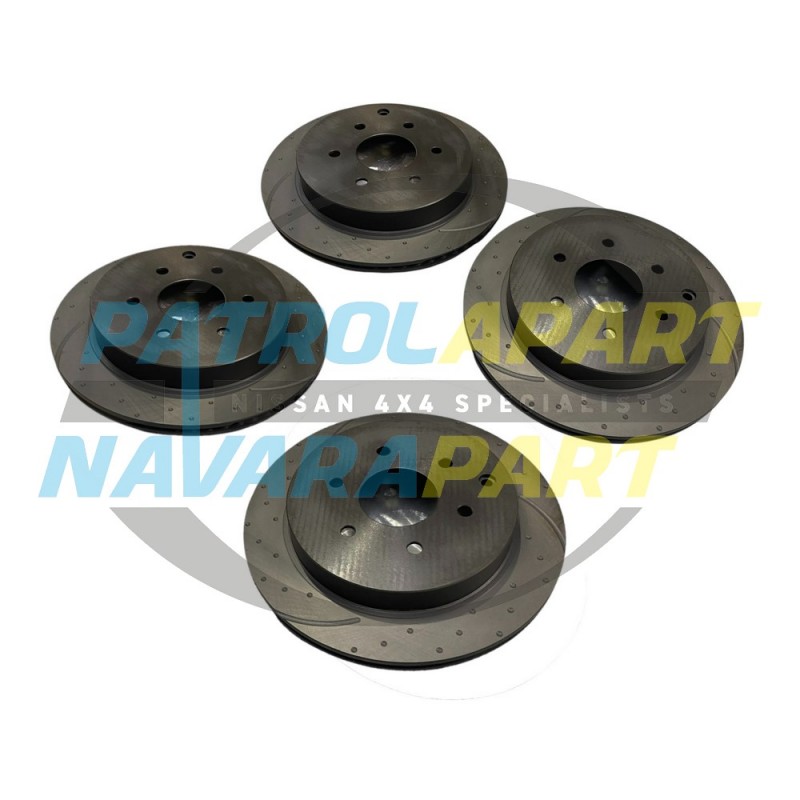 RDA Slotted and Dimpled Disc Brake Rotor SET For Nissan Patrol Y62