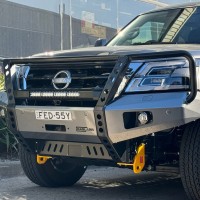 Raslarr Hooped Bullbar with Recovery Points For Nissan Patrol Y62 Series 5 - Gun Metallic ( KAD )