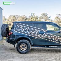 Raslarr V2 Rear Bar Black Right Tyre & Left Dual Jerry Can Carriers - Nissan Patrol Y62 Series 5