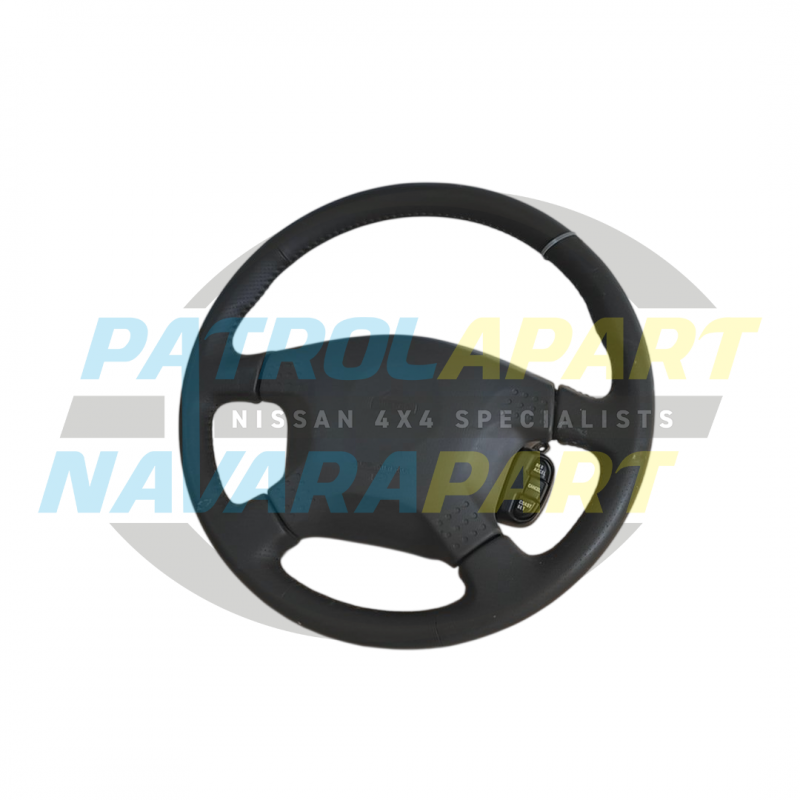 USED - Genuine Nissan Y61 GU Patrol Series 1/2 Leather Steering Wheel - Nissan Y61 GU Patrol