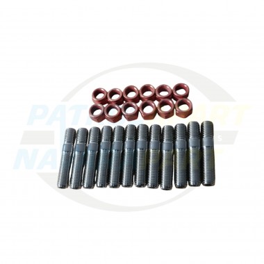 Inconel Exhaust Manifold Stud & Non-Flanged Nut Kit - Nissan Patrol Y60 GQ, Y61 GU, Ford Maverick with TD42