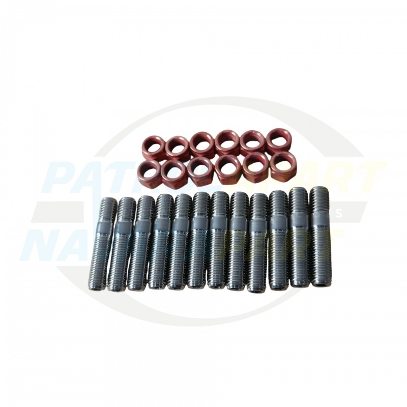 Inconel Exhaust Manifold Stud & Non-Flanged Nut Kit - Nissan Patrol Y60 GQ, Y61 GU, Ford Maverick with TD42