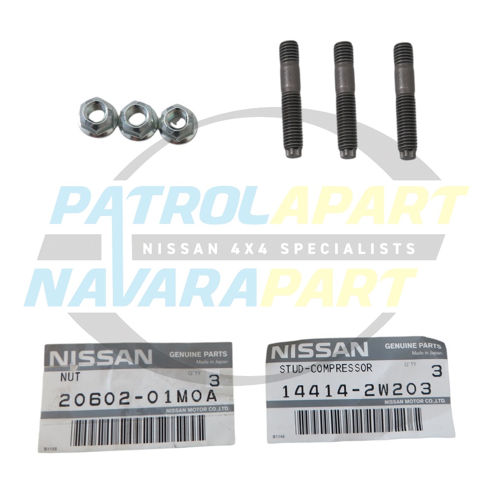 Genuine Nissan Turbo to Dump Pipe Studs & Nuts ZD30 - Nissan Patrol Y61 GU