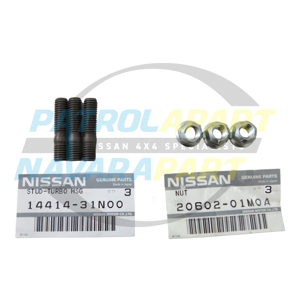 Genuine Nissan Turbo to Manifold Studs and Nuts - Nissan Patrol Y61 GU 2000-2017 & Navara D22