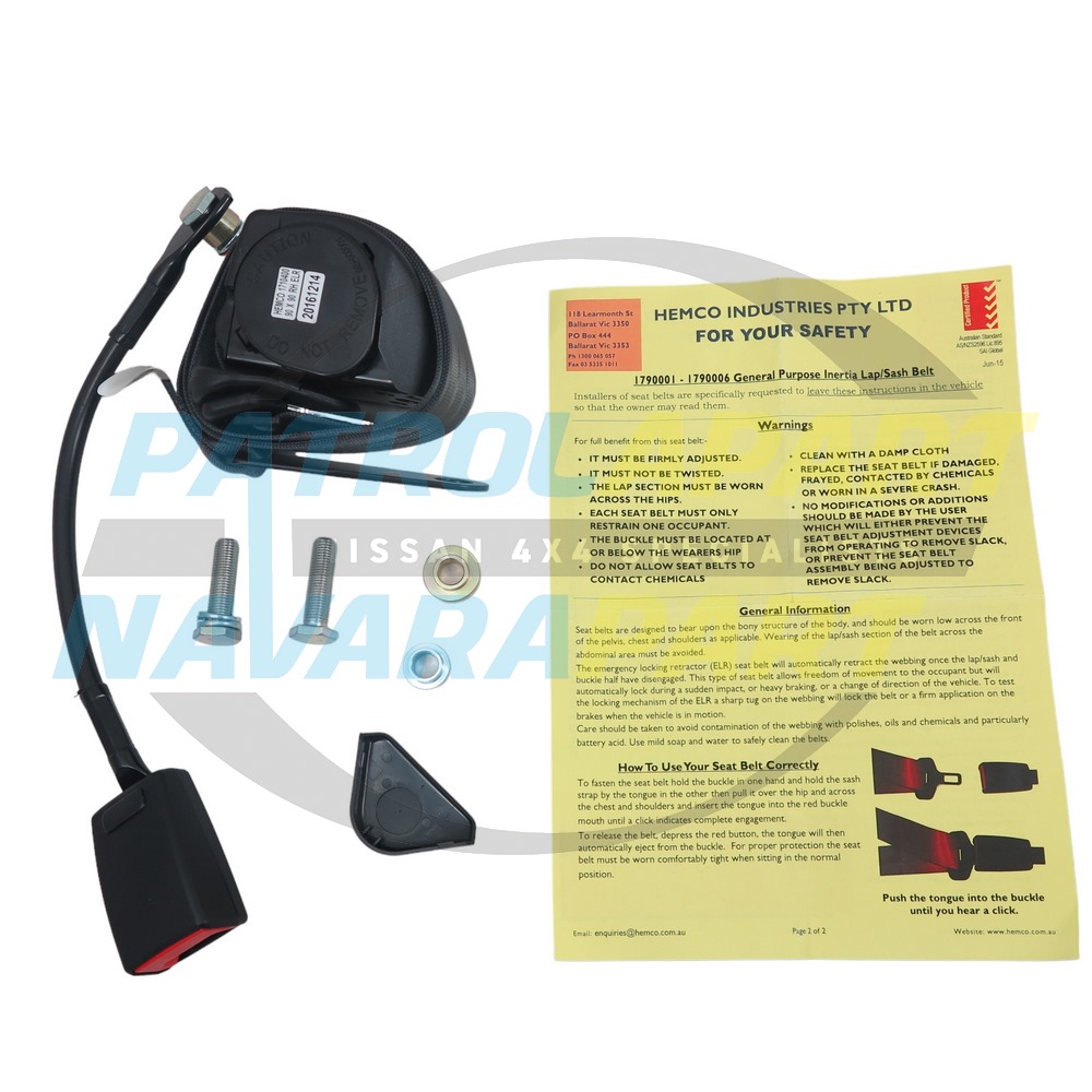 Front Seatbelt (Left or Right) Dark Grey - Nissan Patrol Y60 GQ