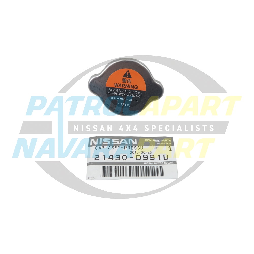 Genuine Nissan Radiator Cap 118kPa 17psi TB48 VK56 - Nissan Patrol Y61 GU & Y62