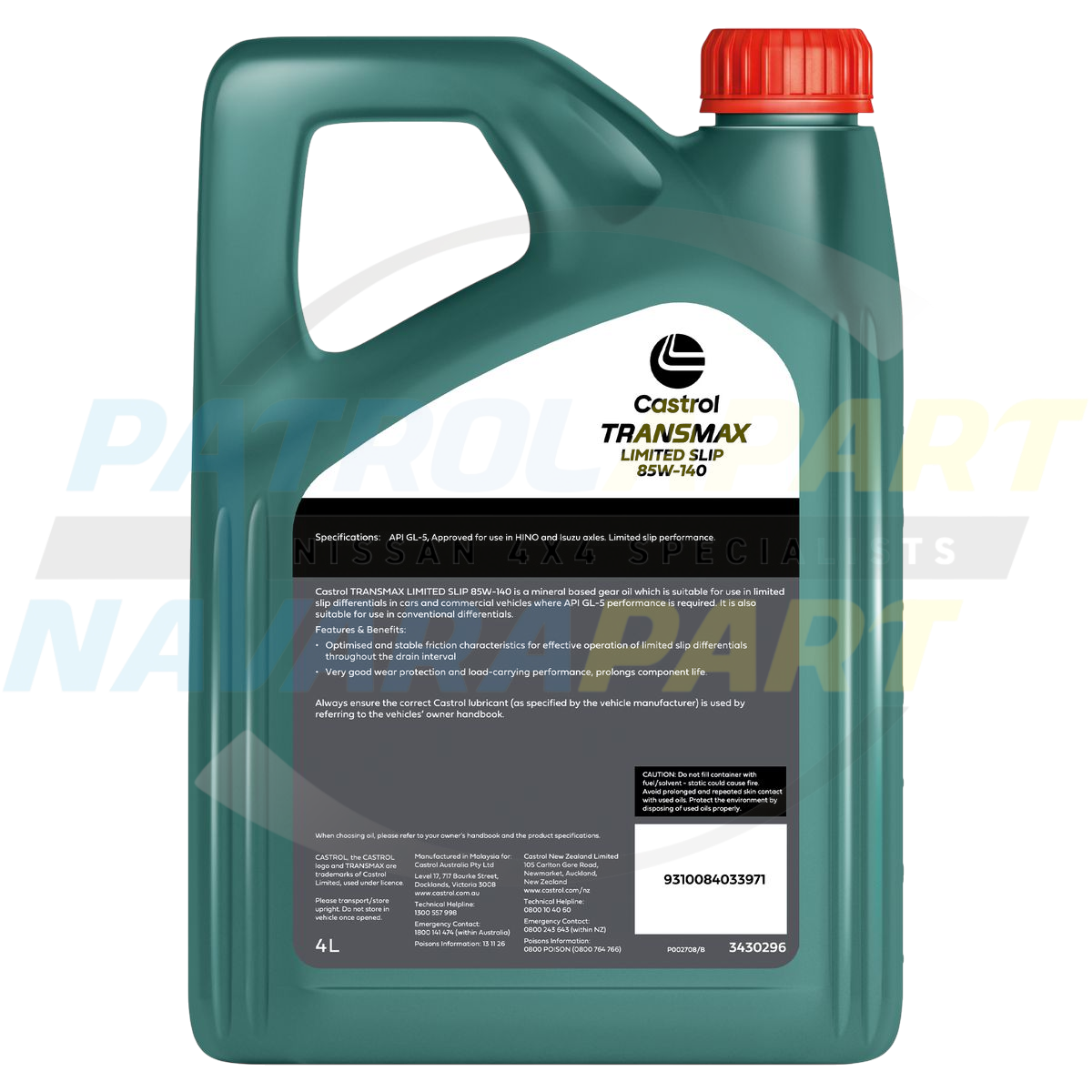 Limited Slip Axle Gear Oil 85W-140 4L - Castrol
