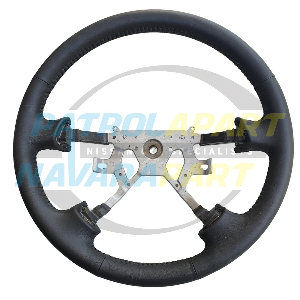 Black Leather Steering Wheel - Nissan Patrol Y61 GU S4+