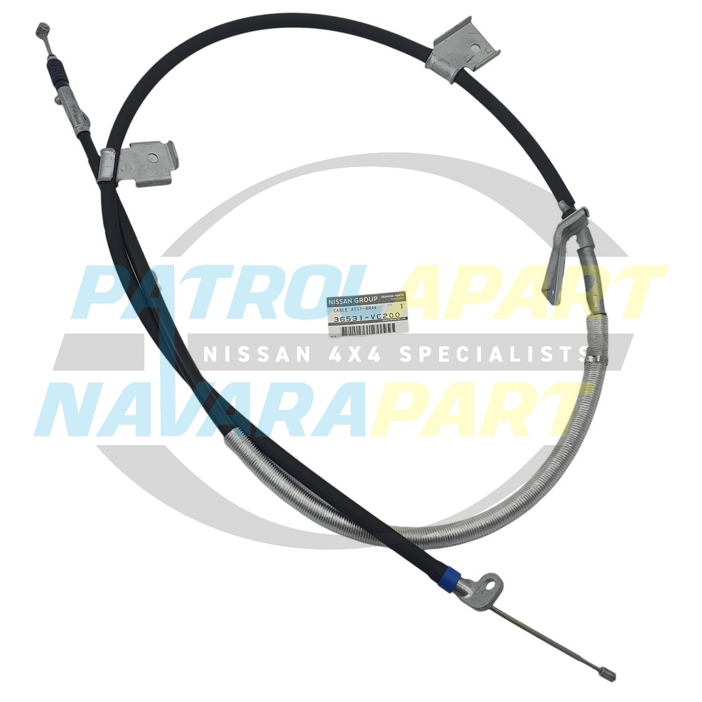 Genuine Nissan LH Lower Handbrake Cable Assembly TB48 - Nissan Patrol Y61 GU