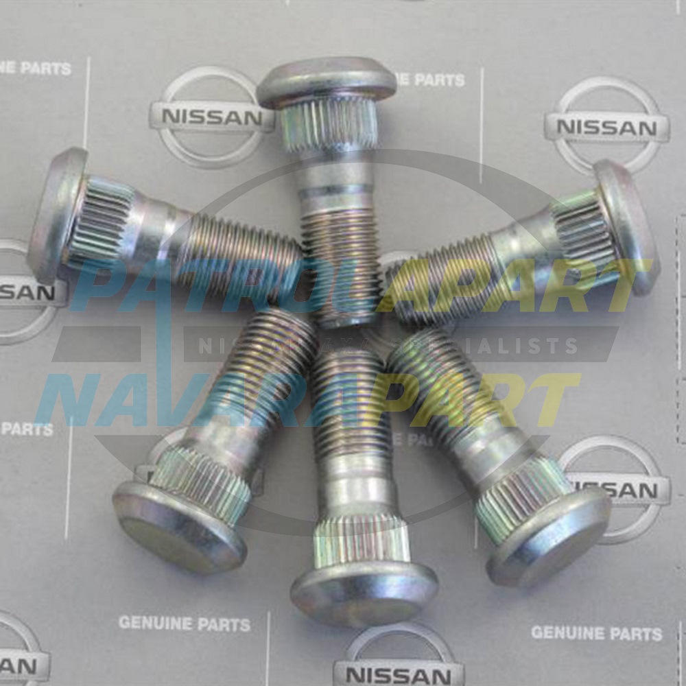 Genuine Nissan Front Wheel Stud Set of 6 - Nissan Patrol Y60 GQ & Y61 GU