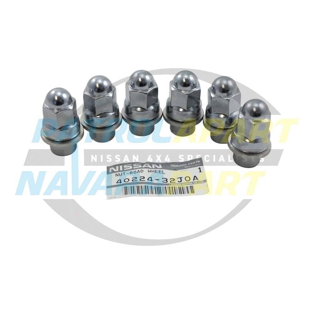 Genuine Nissan & Maverick Alloy Wheel Nuts Set of 6 - Nissan Patrol Y60 GQ & Y61 GU