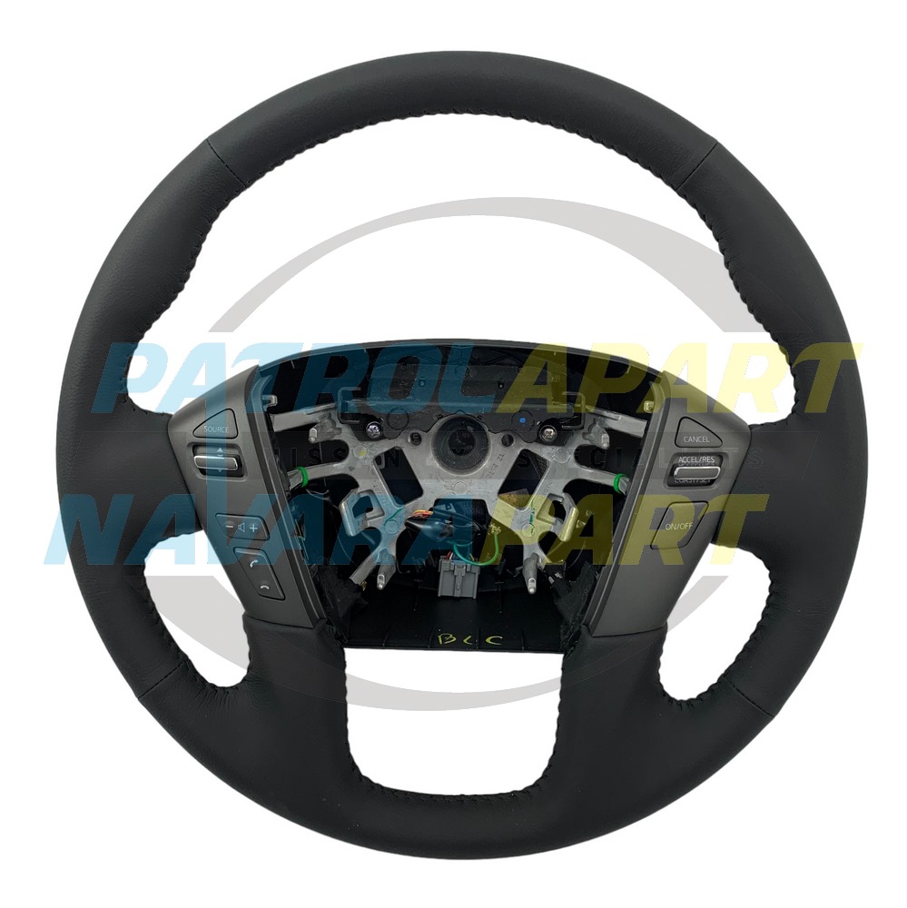 Genuine Nissan Black Leather Steering Wheel - Nissan Patrol Y62