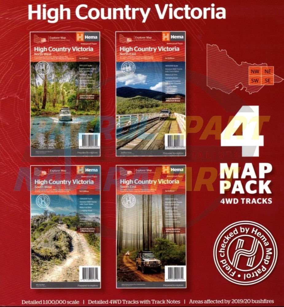 Hema High Country Victoria Map Pack 4 Maps NW NE SW SE & Wallet