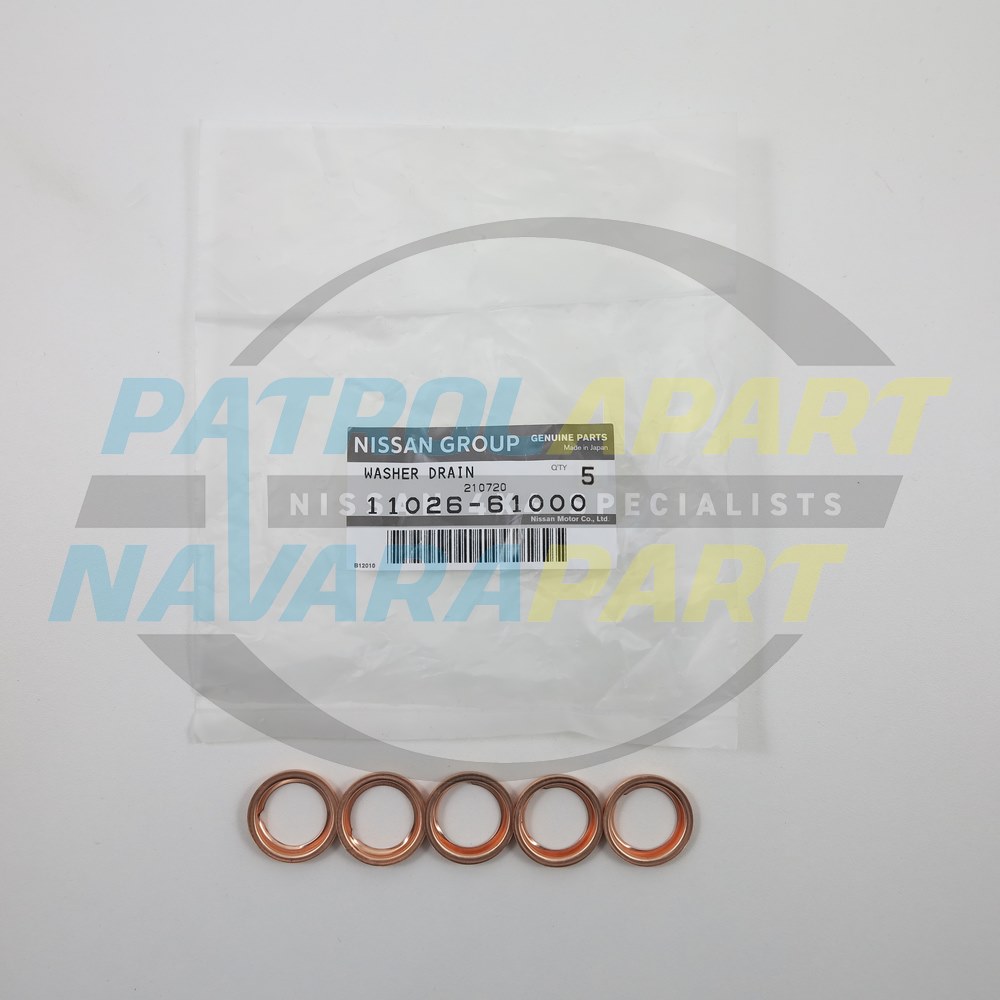 Genuine Nissan Large Sump Plug Washer Kit Pack of 5 - Nissan Patrol Y60 GQ & Y61 GU