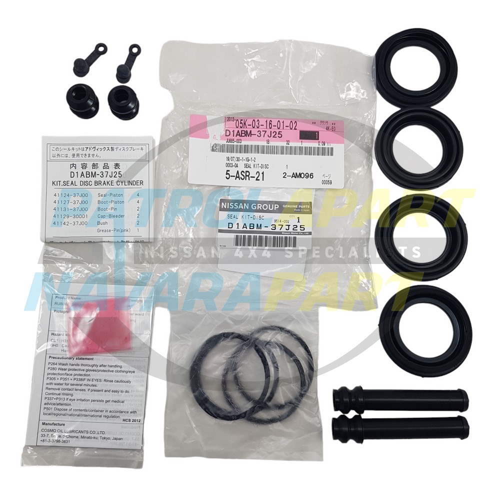Genuine Nissan Twin Piston Front Brake Caliper Seal Rebuild Kit - Nissan Patrol Y60 GQ