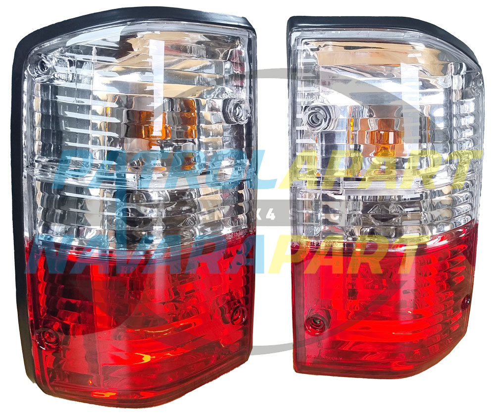 Tail Lights PAIR 3 Colour Crystal GU3 Look - Nissan Patrol Y60 GQ