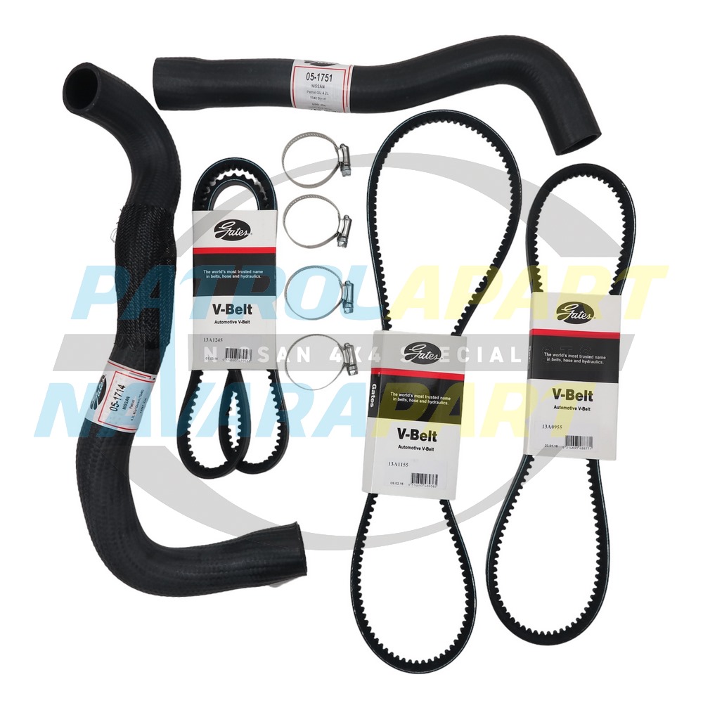 Gates Emergency Radiator Hose & Fan Belt Kit TD42 - Nissan Patrol Y61 GU