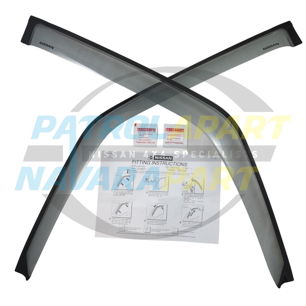 Genuine Nissan Tinted Slimline Weathershield Front PAIR - Nissan Patrol Y61 GU