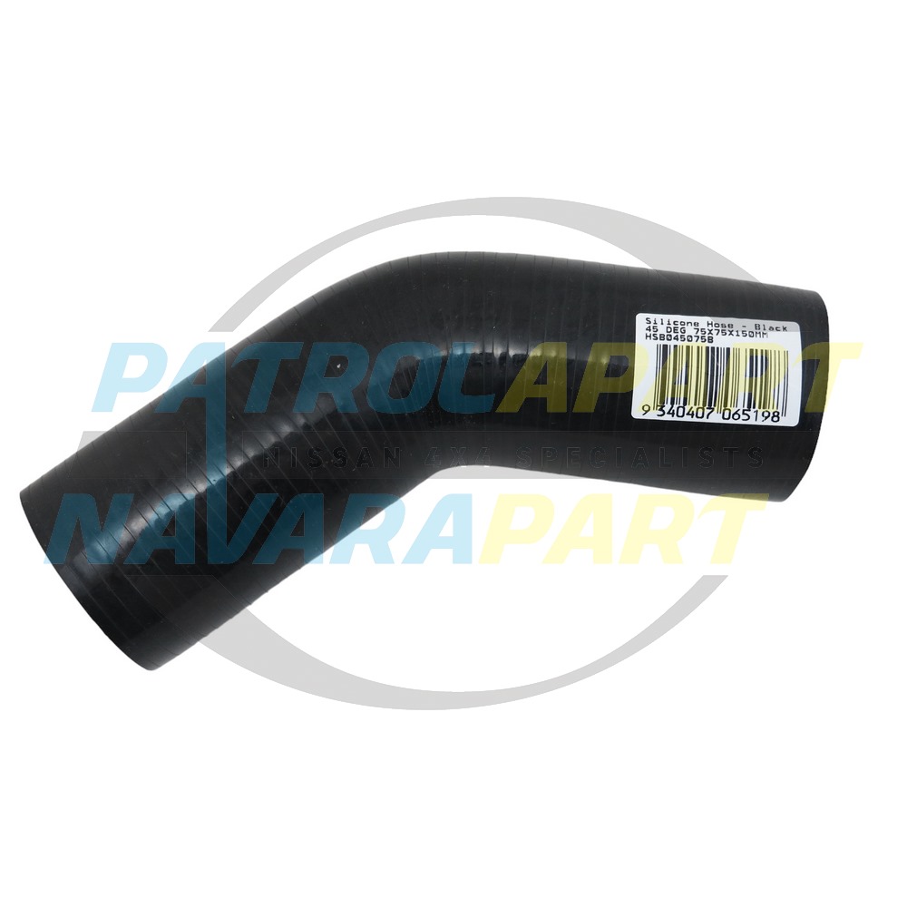 Silicone Hose 3" 75mm 45 Degree Bend Black
