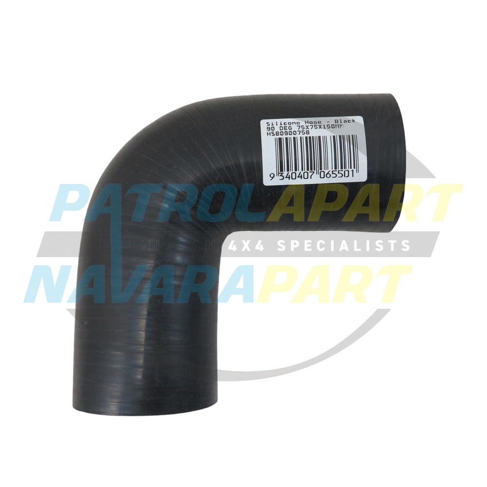 Silicone Hose 3" 75mm 90 Degree Bend Black